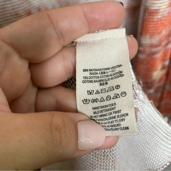 🌟NEW Free People Rust Orange Silky Ribbed Ikat Aztec Duster Cardigan Size Small - Picture 11 of 12